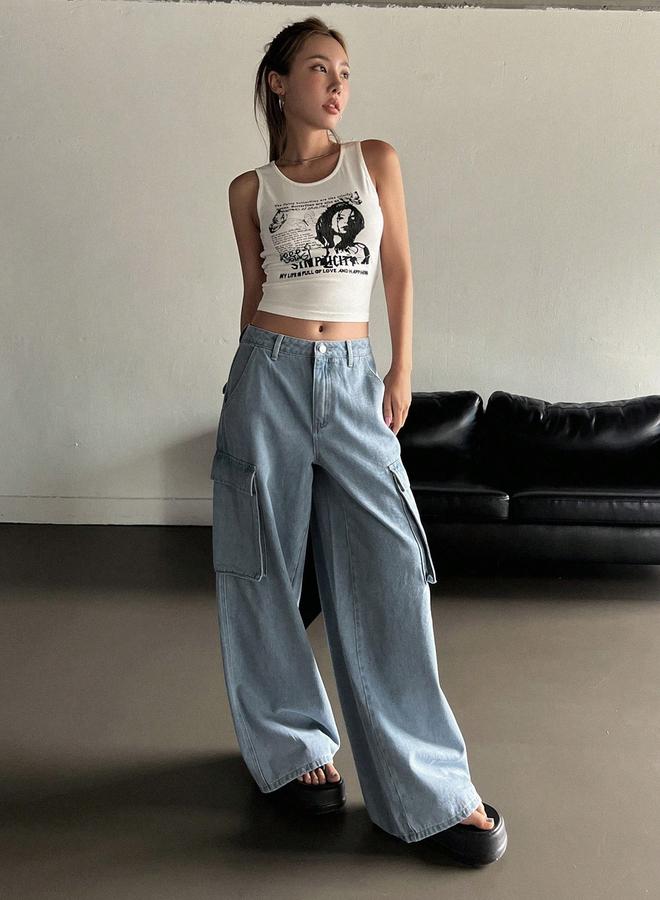 Kotty  High-Rise Wide Leg Cargo Jeans - Image 4