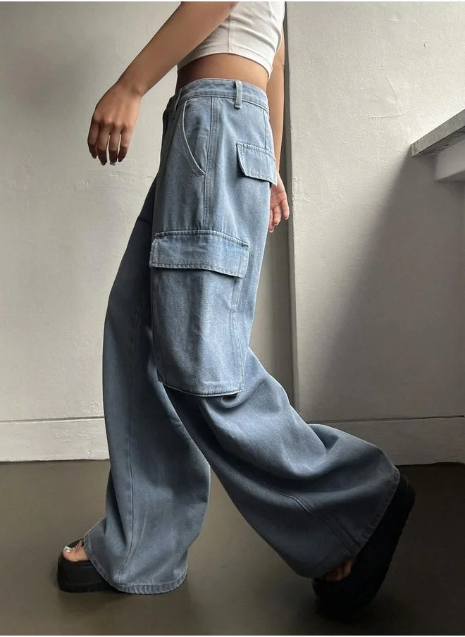 Kotty Kotty  High-Rise Wide Leg Cargo Jeans