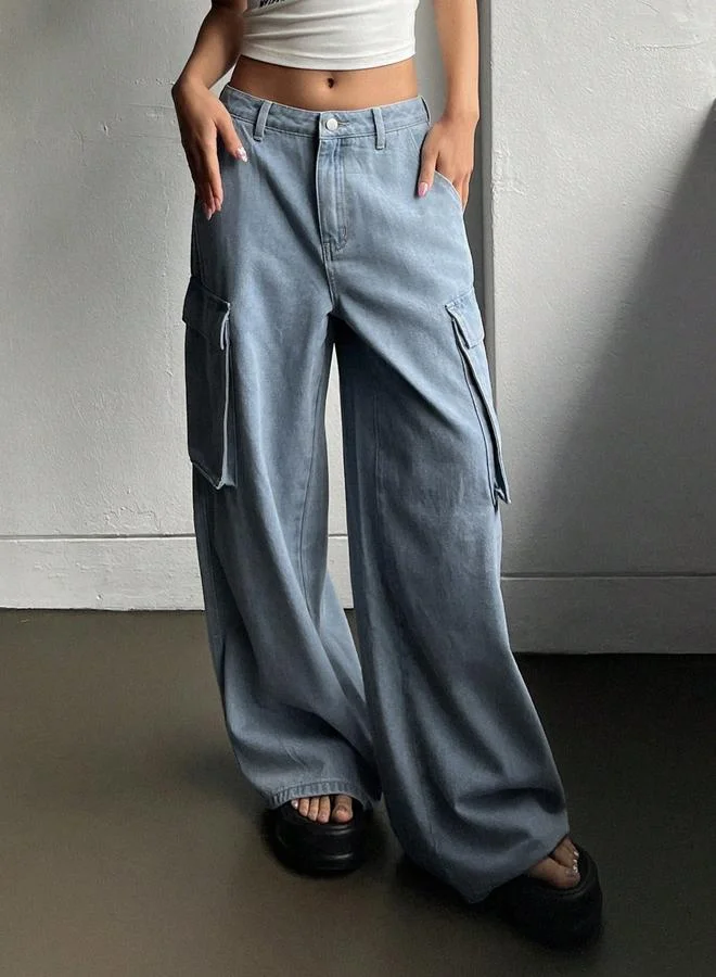 Kotty Kotty  High-Rise Wide Leg Cargo Jeans