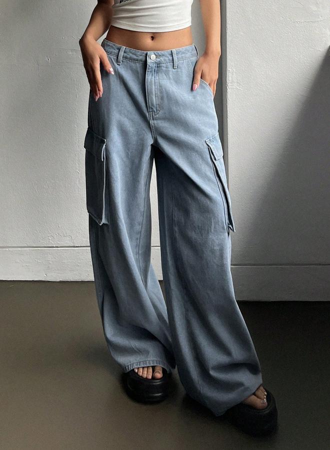Kotty  High-Rise Wide Leg Cargo Jeans - Image 3