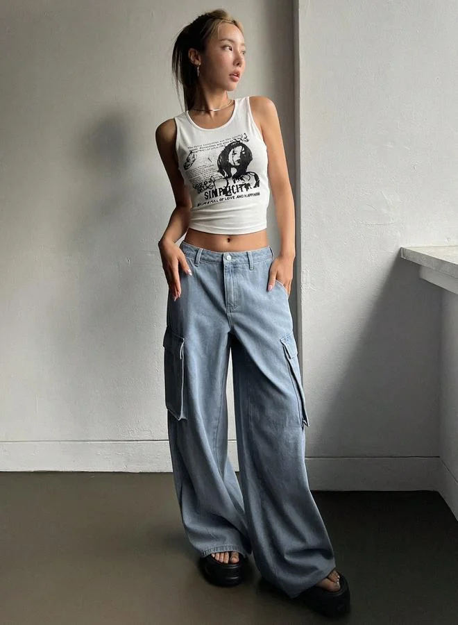 Kotty Kotty  High-Rise Wide Leg Cargo Jeans