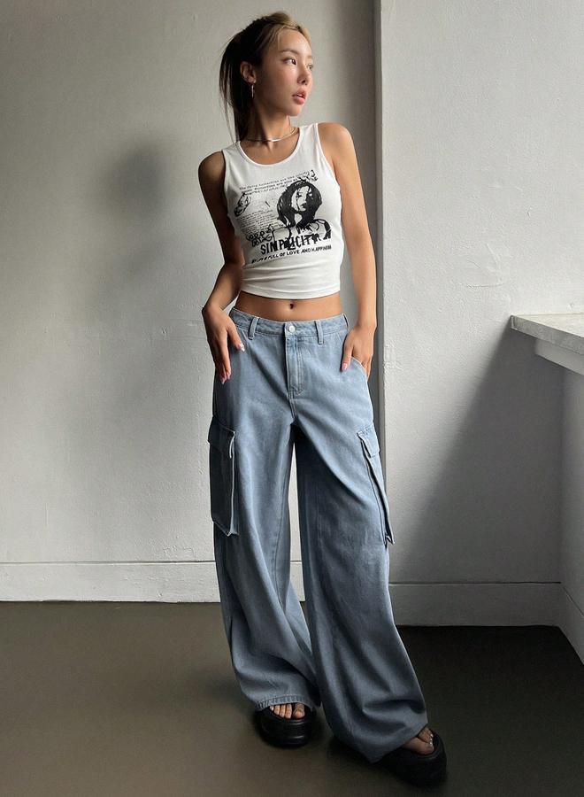Kotty  High-Rise Wide Leg Cargo Jeans - Image 5