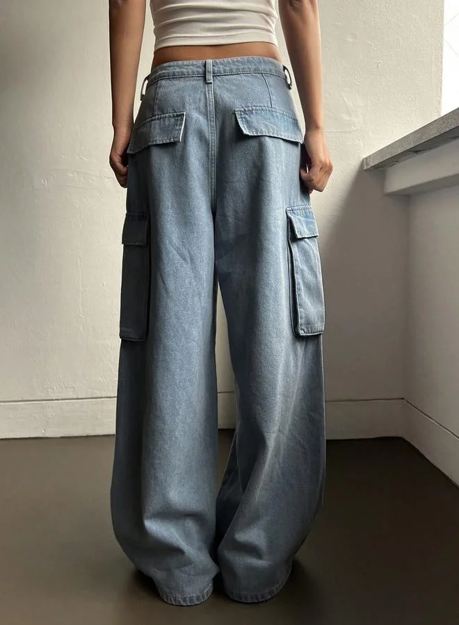 Kotty Kotty  High-Rise Wide Leg Cargo Jeans