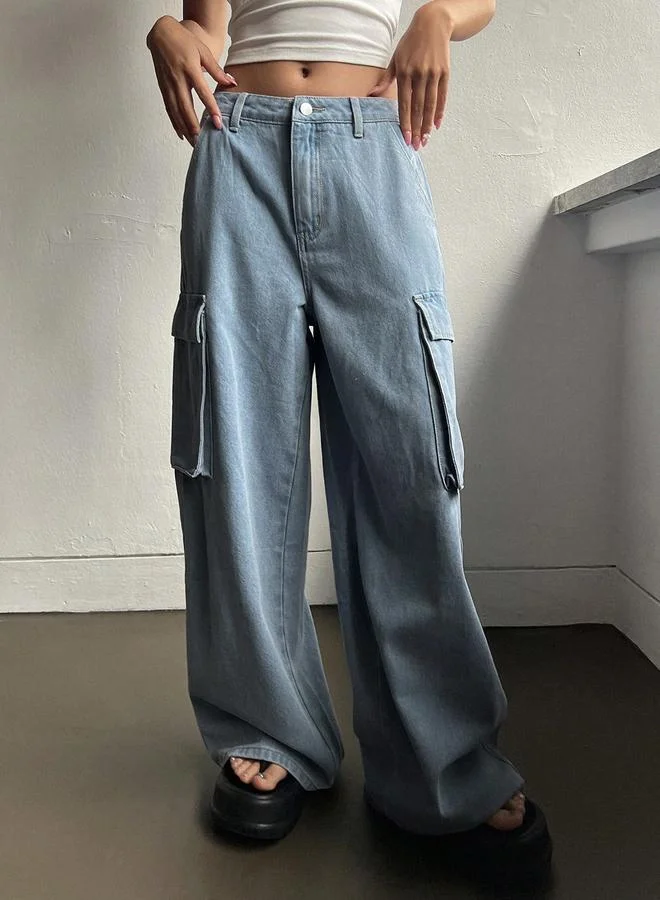 Kotty Kotty  High-Rise Wide Leg Cargo Jeans