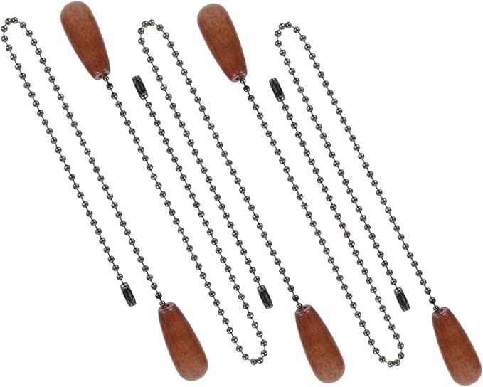 Wooden Pull Chain Extension For Ceiling Fan Light Fixtures 5pcs Natural Log Color - Image 1