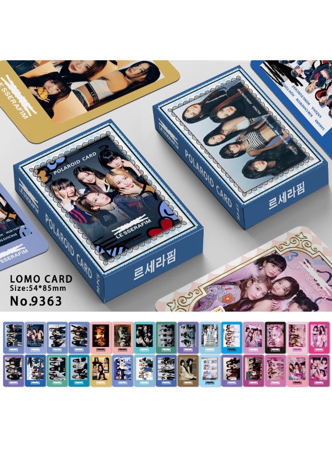 NIBEMINENT 30 Pcs Kpop LE SSERAFIM Polaroid Lomo Cards Card For Fans Collection Gifts