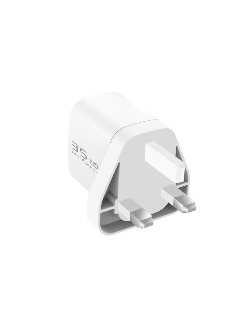 فيكوشا شاحن سريع GaN بقوة 35 وات بمنفذين USB-A + Type-C مع مخرج مستقل باللون الأبيض  - Image 1