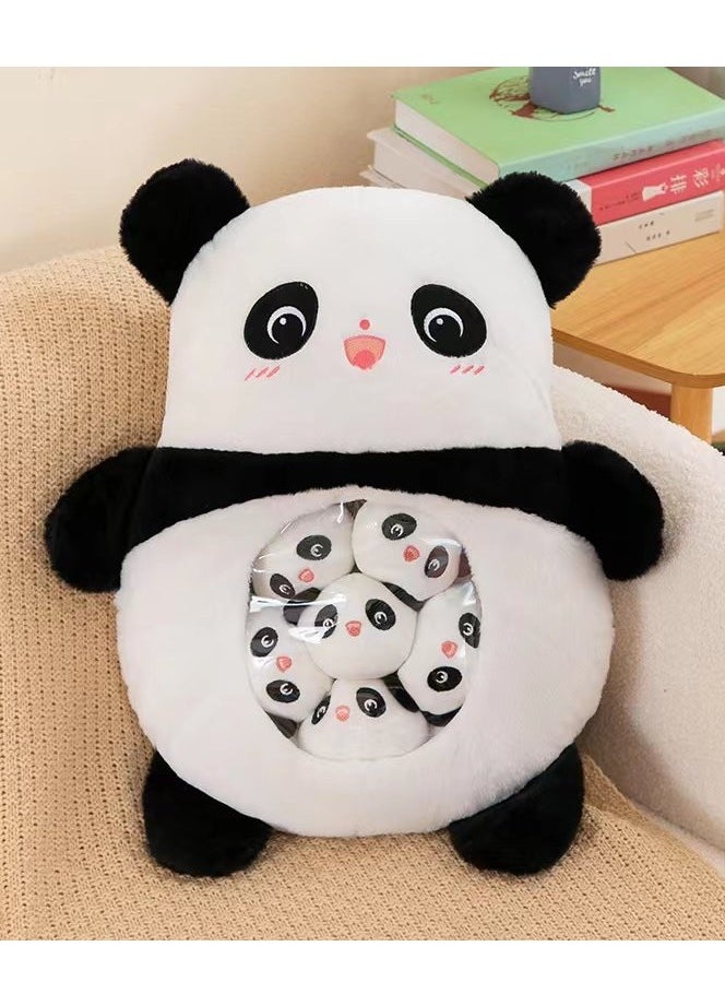 Cute Plush Pillow Removable Stuffed Animal Toy Creative Gift Children's Soft Pillow Room Decoration - Panda (6 Panda Balls Inside)  - Image 1