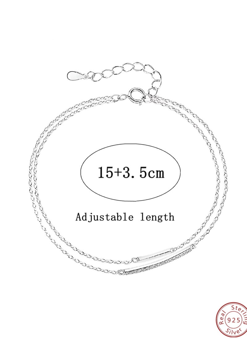 Generic - A full-body 925 silver double-layer side-by-side inlaid zircon bracelet gift box, fashionable and exquisite valentine's saving gift, temperament and versatile girl - Image 1