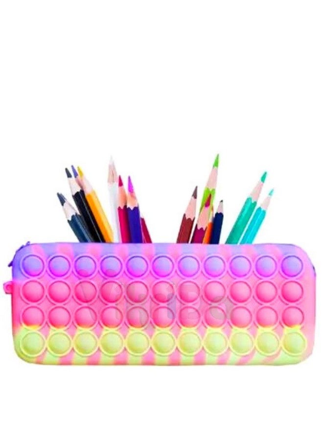 VikriDA Large Capacity Silicone Pop Fidget Pen Pouch Office Stationery Organizer, School Season Gifts, Birthday Gift for Kids - 1 Pcs - Image 1