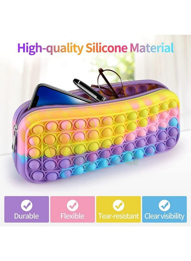 VikriDA Large Capacity Silicone Pop Fidget Pen Pouch Office Stationery Organizer, School Season Gifts, Birthday Gift for Kids - 1 Pcs - Image 2