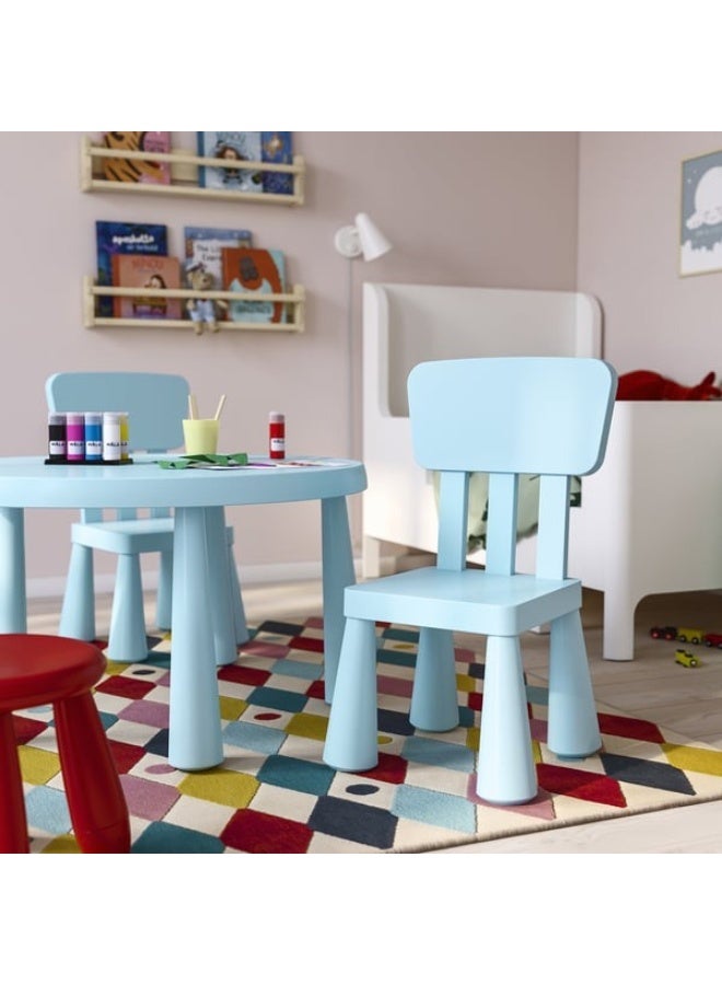 IKEA (IKEA) كرسي أطفال ماموت من ايكيا أزرق فاتح، كرسي بلاستيكي متين للاستخدام الداخلي والخارجي، خفيف الوزن - Image 3