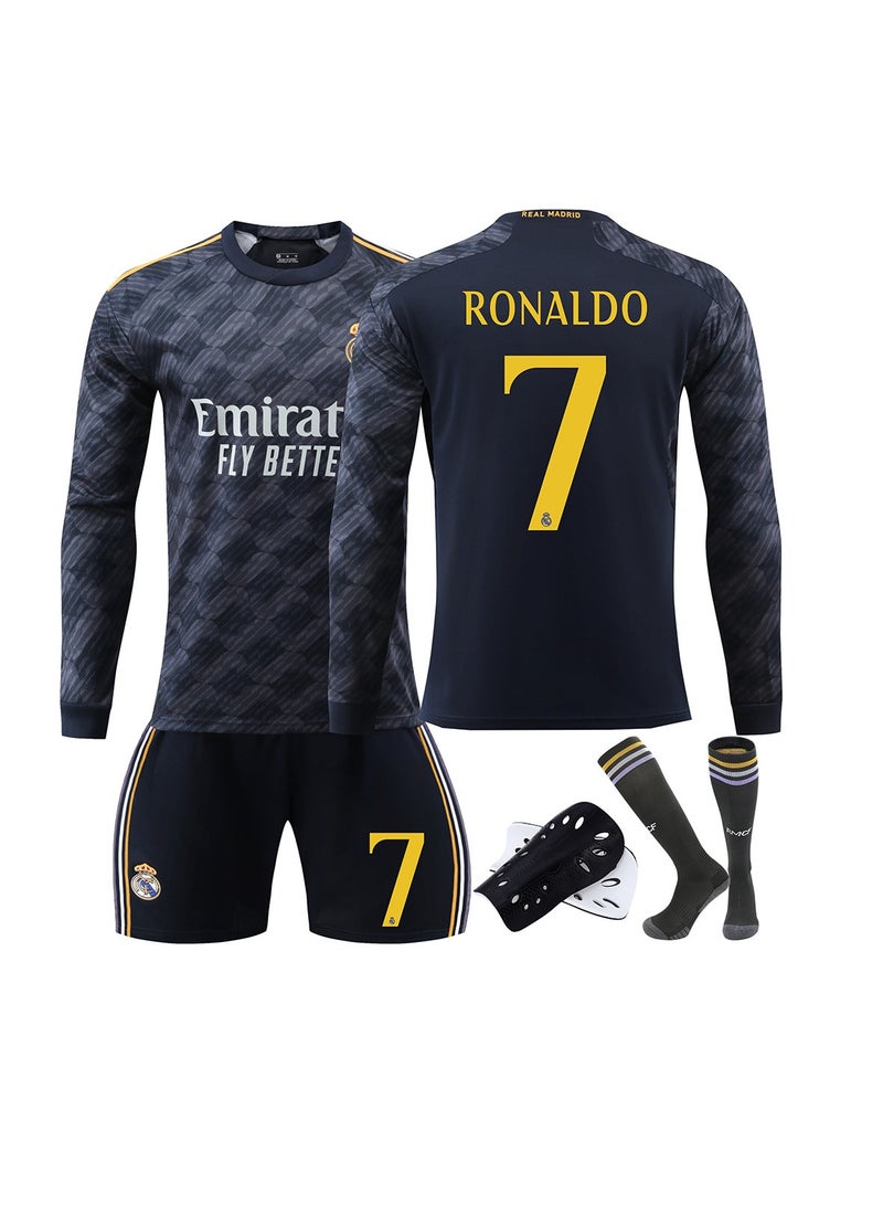 general 2324 Real Madrid long-sleeved football uniform 7C Ronaldo jersey suit children's adult size suitable for giving gifts to fans and friends 
