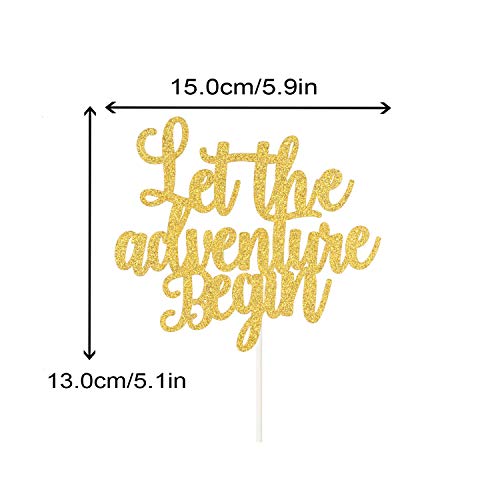 PANHUI Let the Adventure Begin Cake Topper for Going Away Travel Themed Wedding Party Decorations - Image 2