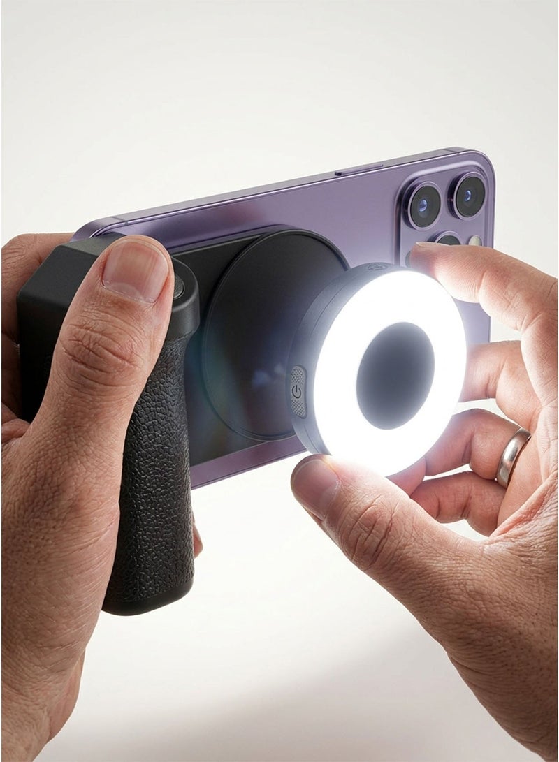 Magnetic Selfie Light and Photography Fill Light LED Mini Phone Light Compatible with Photography Mounts 3 Level Adjustable Type C Input 5V 1A Charging Power 3W Charging Indicator Multi Angle Adjustment Foldable 180 Degree Flip 360 Degree Rotation Three Lighting Modes Cool Warm Soft Light 2500K to 9000K - Image 5