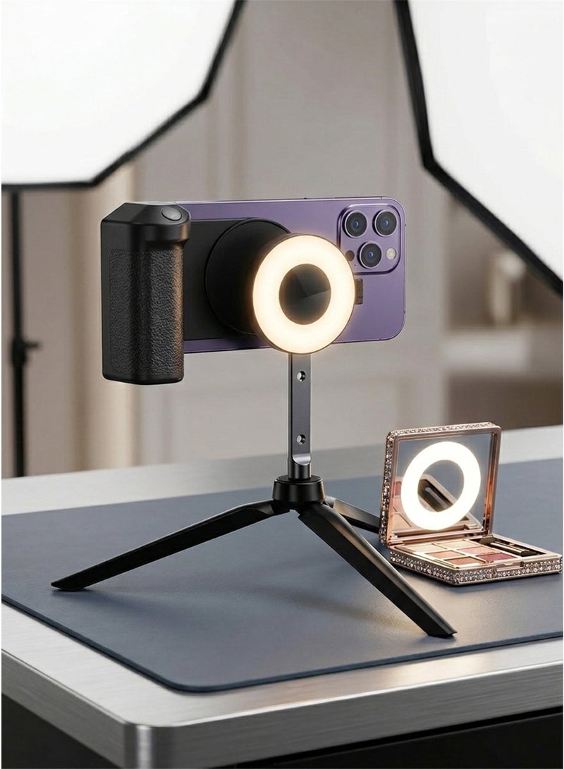 Magnetic Selfie Light and Photography Fill Light LED Mini Phone Light Compatible with Photography Mounts 3 Level Adjustable Type C Input 5V 1A Charging Power 3W Charging Indicator Multi Angle Adjustment Foldable 180 Degree Flip 360 Degree Rotation Three Lighting Modes Cool Warm Soft Light 2500K to 9000K - Image 2