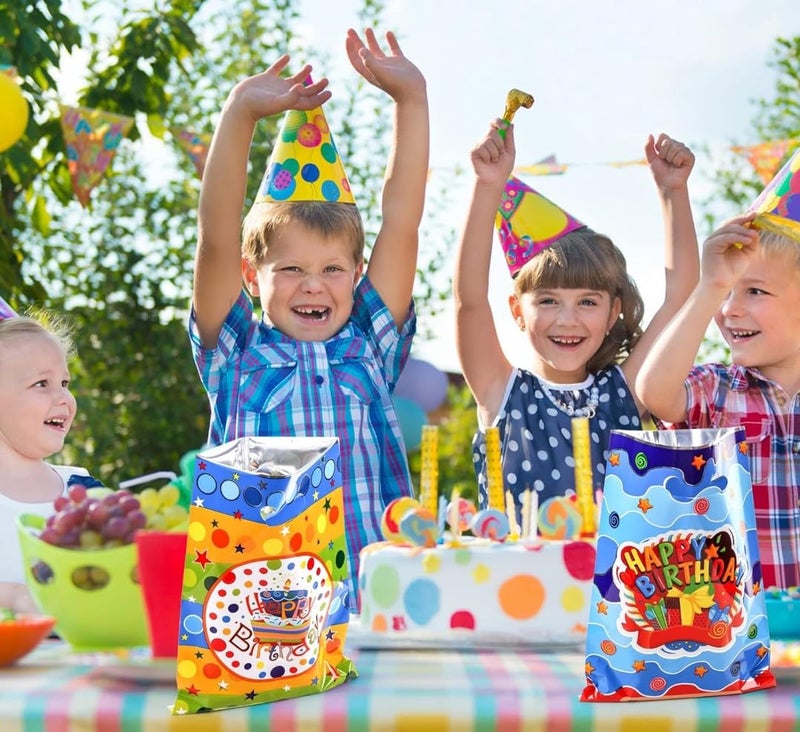 VRB Dec 24 قطعة أكياس هدايا فويل، أكياس هدايا للعودة لعيد ميلاد الأطفال، أكياس هدايا العودة لحفلة عيد الميلاد للأولاد والبنات، أكياس هدايا ملونة (24 قطعة تصميم حفلة عيد الميلاد) - Image 3