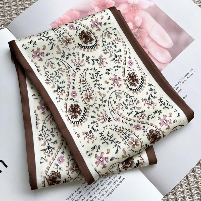 FONYVE Silk Head Scarf for Hair Fashion Headwrap for Women Lightweight Neck Tie - Image 2