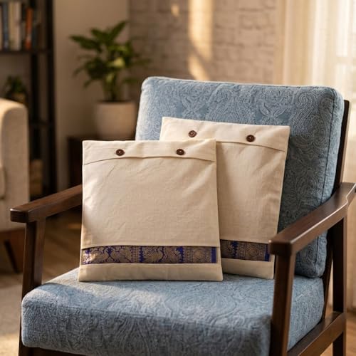 Gowloz Cotton Saree Cover Bags with Button Closure Pack of 12 | Breathable Clothes Storage Organizer for Saree, Garments & Wardrobe Use | Reusable Dustproof Bags - Image 5