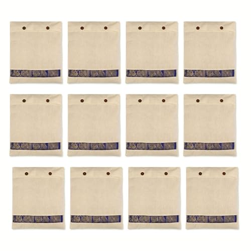 Gowloz Cotton Saree Cover Bags with Button Closure Pack of 12 | Breathable Clothes Storage Organizer for Saree, Garments & Wardrobe Use | Reusable Dustproof Bags - Image 1