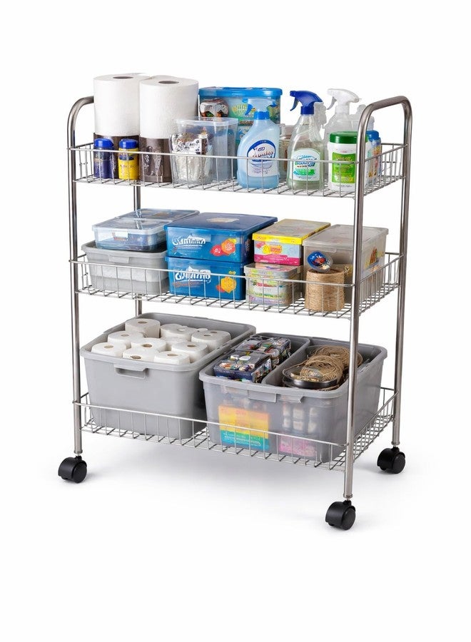 GLOCY Stainless Steel 3-Tier Corner Kitchen Rack Stand Trolley | Space-Saving Steel Organizer for Spice Containers & Kitchen Storage| Utensils Rack for Home (Silver) - Image 4