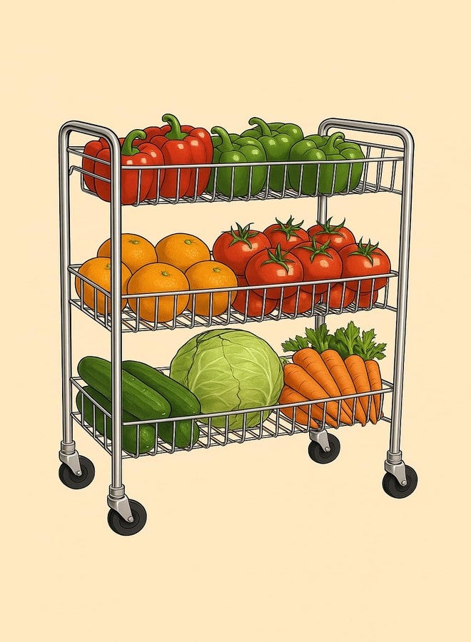 GLOCY Stainless Steel 3-Tier Corner Kitchen Rack Stand Trolley | Space-Saving Steel Organizer for Spice Containers & Kitchen Storage| Utensils Rack for Home (Silver) - Image 3