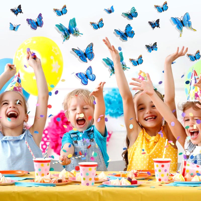 SAOROPEB 3D Butterfly Wall Decor  48 Pcs Double Layer Butterfly Decorations for Party Decorations Locker Decor Refrigerator Decal  Reusable (Blue) - Image 2