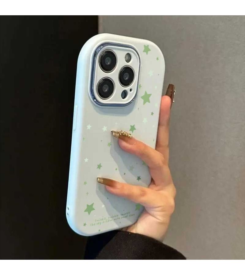 Pink Cute Little Star Animals Pattern Chubby Phone Case For iPhone 12 Pro Anti Drop Bumper Protective Cover