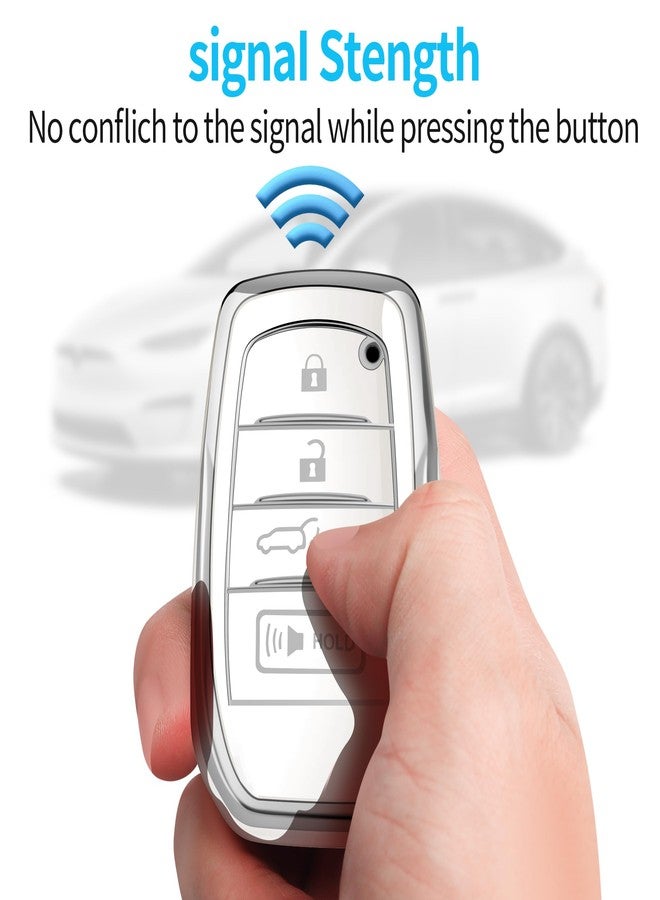 Autophone غطاء مفتاح سيارة تويوتا من Autophone مع سلسلة مفاتيح جلدية، غطاء حماية ناعم من مادة TPU لسيارات كامري 2025، فينزا 2019-2024، RAV4 برايم، لاند كروزر، فورتشنر، جراند هايلاندر، كورولا، 4-5 أزرار (أبيض) - Image 5