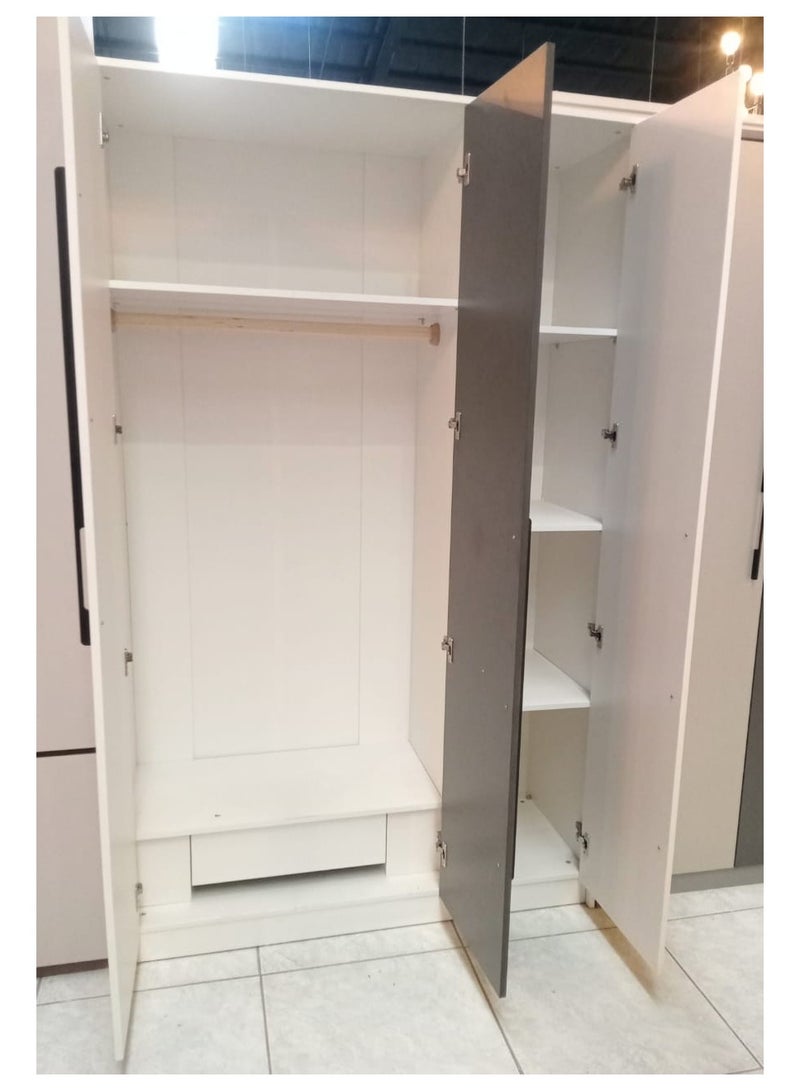 Generic WARDROBE 3 DOOR , CONTRAST COLOR DOOR, 5 SHELF, DRESS HANGER, ONE DRAWER 200*120*50 CM  - Image 2