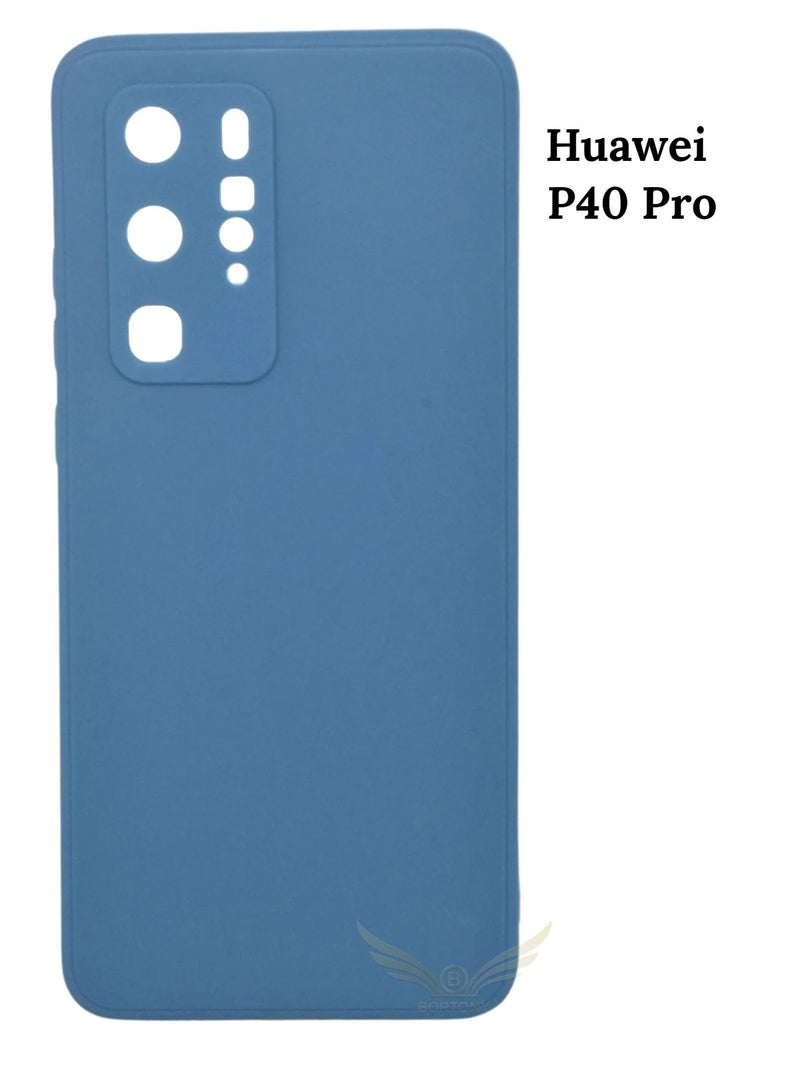 BORTONY Huawei P40 Pro Cover Liquid Silicone Camera Protective Case with Inside Microfiber Lining - Image 1