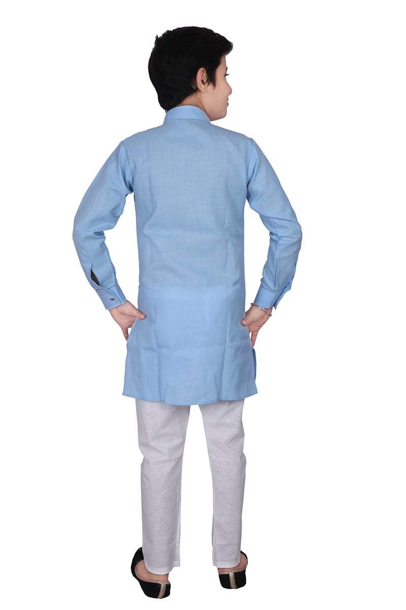 Pro-Ethic Style Developer Kid's Cotton Kurta Pajama Set (S-109 Sky Blue 3_Blue_3 Years-4 Years) - Image 2