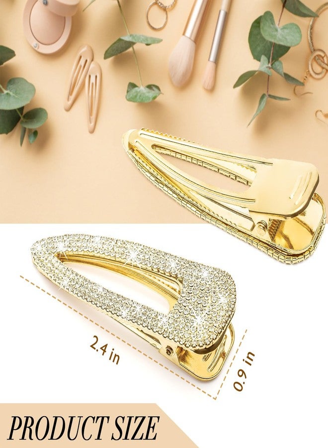 KANPRINCESS 2PCS 2.4Inch Rhinestones Hair Clips,Gold Hair Clips Barrettes, Rhinestones Hair Accessories for Women Girls Bridal,Wedding,Party,Prom(Gold) - Image 2
