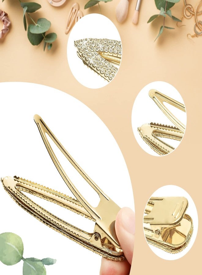 KANPRINCESS 2PCS 2.4Inch Rhinestones Hair Clips,Gold Hair Clips Barrettes, Rhinestones Hair Accessories for Women Girls Bridal,Wedding,Party,Prom(Gold) - Image 3