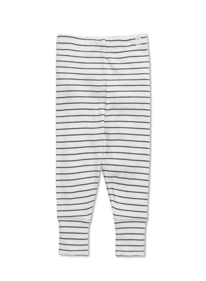 MORI Baby Luxurious Leggings in Grey Stripe with Elasticated Waist - Breathable Everyday Organic Bottoms - 3-6 Months - Image 1