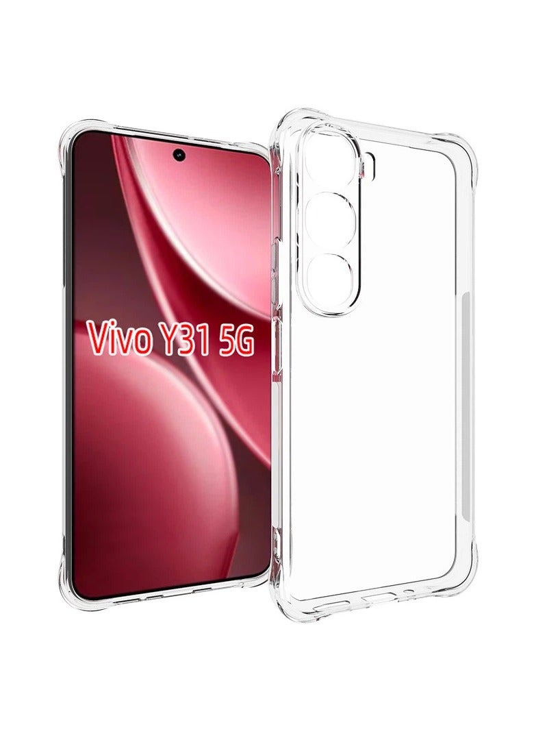 general Transparent Protective Case Compatible with Vivo Y31 5G Slim-Fit TPU Clear Soft Back Cover Features 4-Corner Shock-Absorbing Airbags and Camera Lens Protection - Image 1