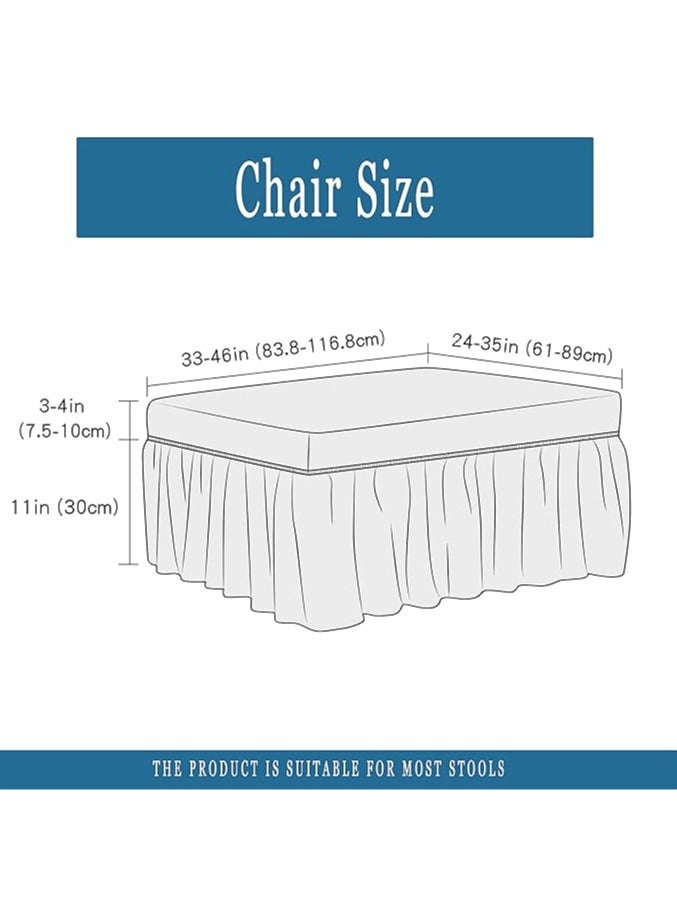 general White seersucker square foot stool cover, high stretch jacquard skirt, rectangular stool cover, universal protective cover for living room and bedroom - Image 5