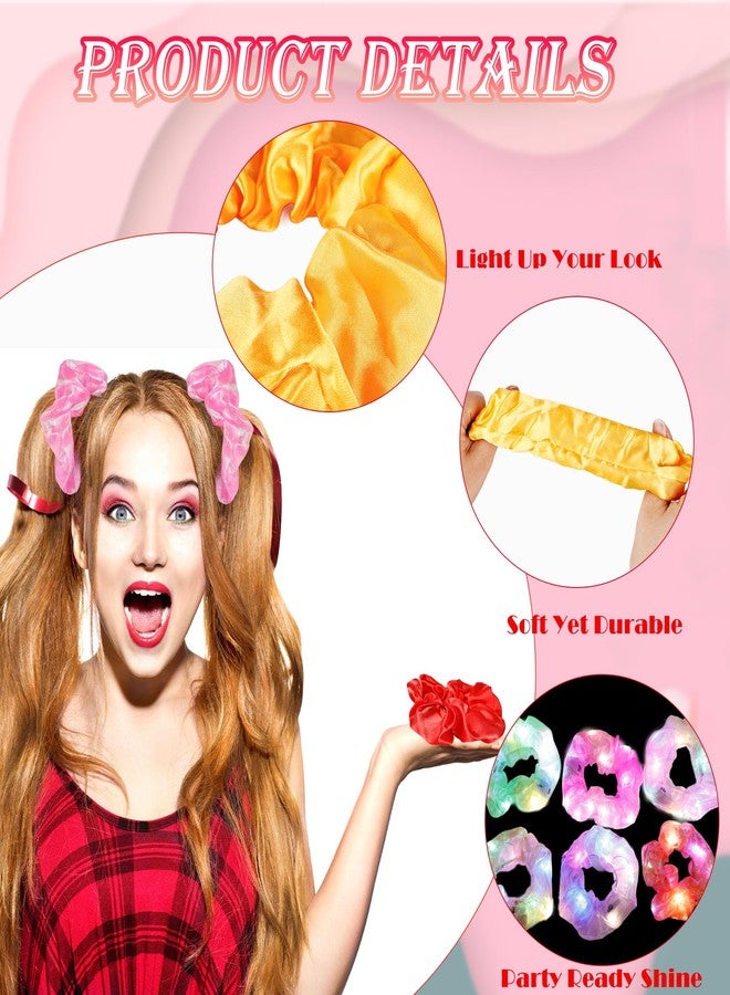 Conagel 48 Pcs Light up Scrunchies Luminous Hair Scrunchies Neon Colorful Hair Tie for Women Girls Glow in the Dark Christmas Carnival Party Supply - Image 3