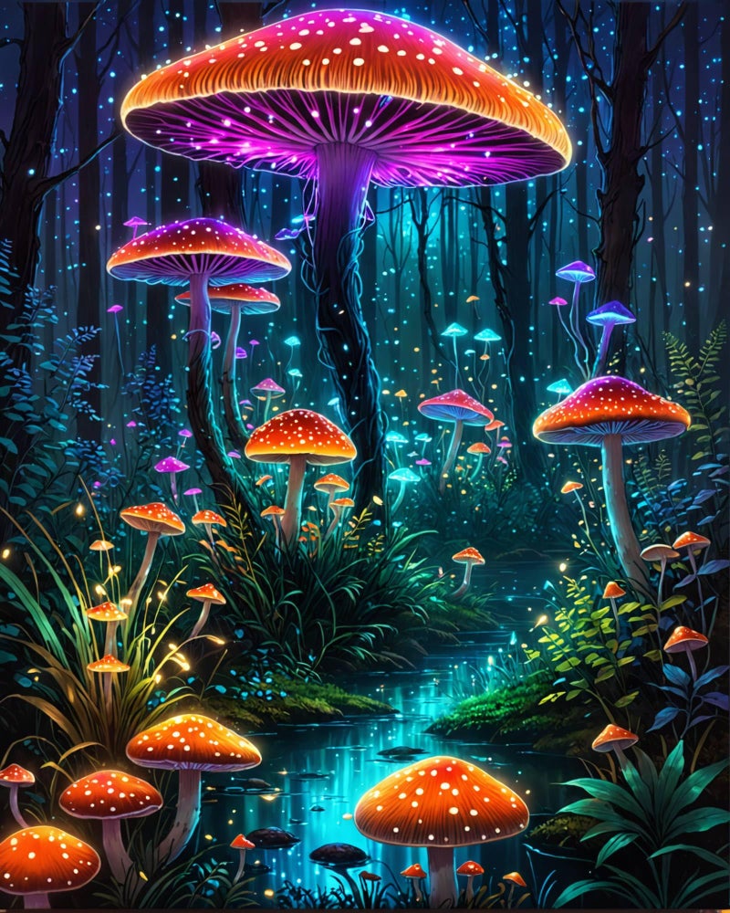ldazao Paint By Numbers Kit for Adults Beginner Mushroom Paint By Number Kits On Canvas Mushrooms Forest Adults PaintByNumber Kits DIY Oil Painting Kits for Gift Wall Decor 16x20 Inch - Image 2