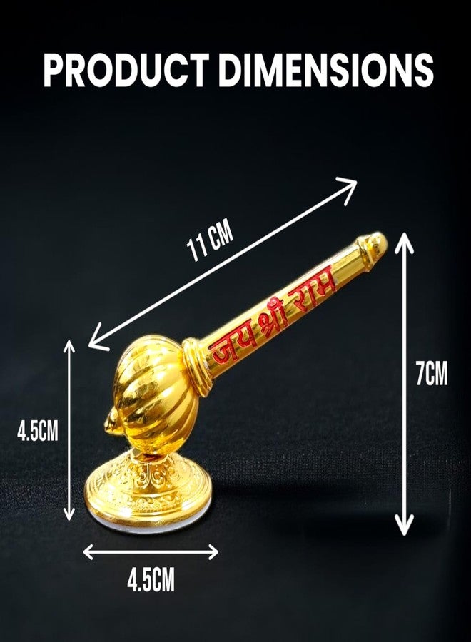 ريانز RIANZ® Lord Shree Hanuman Ji Big Gada مع Jai Shree Ram Engraving Idol لديكور غرفة Mandir Pooja للمنزل والمكتب، Bajrangbali Sankat Mochan God Idol للوحة قيادة السيارة (ذهبي - معدني Gada) - Image 4