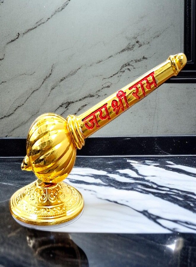 ريانز RIANZ® Lord Shree Hanuman Ji Big Gada مع Jai Shree Ram Engraving Idol لديكور غرفة Mandir Pooja للمنزل والمكتب، Bajrangbali Sankat Mochan God Idol للوحة قيادة السيارة (ذهبي - معدني Gada) - Image 5