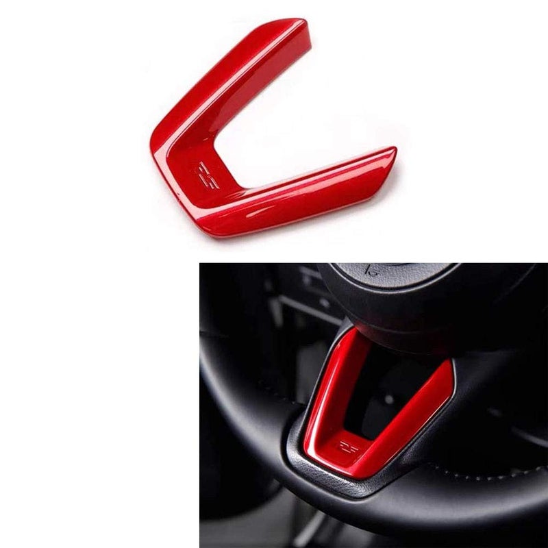 Duoles Red Sport Carbon Fiber Emblem Print Interior Steering Wheel Trim for Mazda 3 6 CX4 CX5 CX9