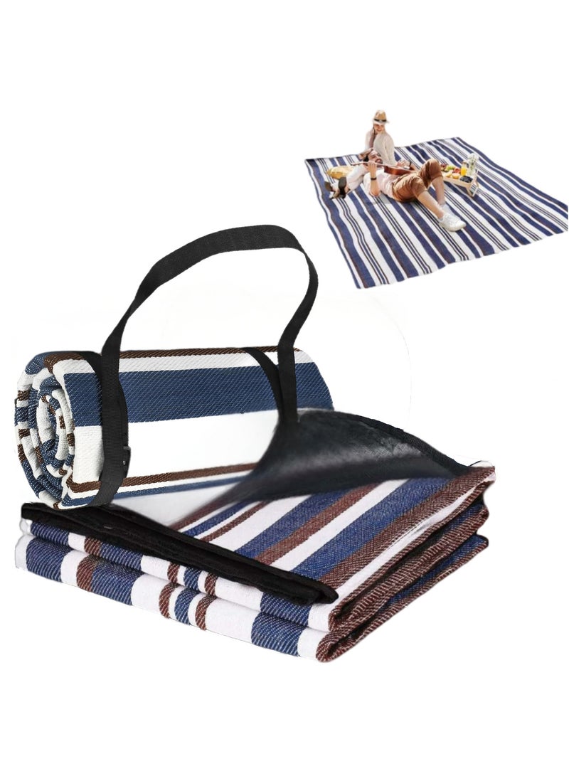 Generic Outdoor Waterproof Picnic Blanket Mat 150*200CM Extra Large Dual Layer Water Resistant Lunch Blankets Adjustable Carrying Strap for Grass, Beach, Park Picnic  - Image 1
