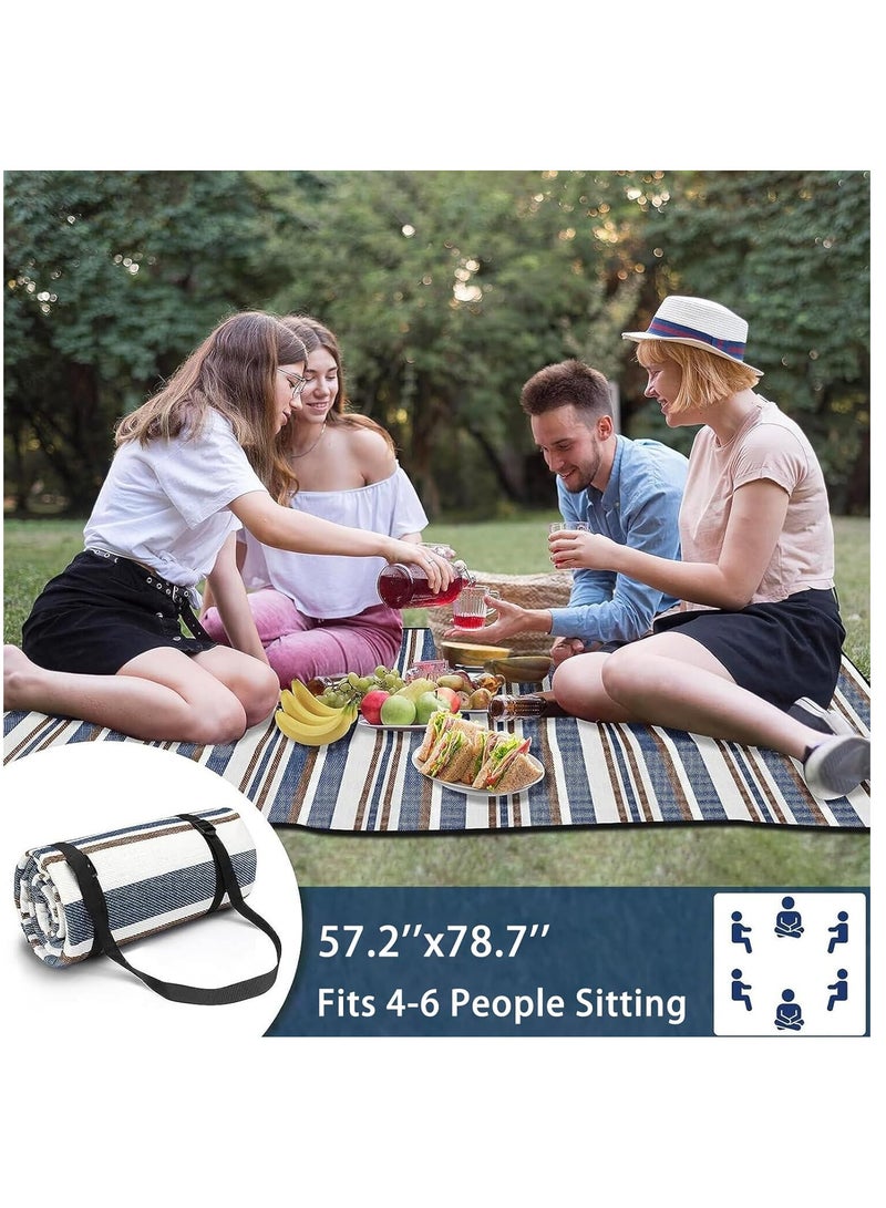 Generic Outdoor Waterproof Picnic Blanket Mat 150*200CM Extra Large Dual Layer Water Resistant Lunch Blankets Adjustable Carrying Strap for Grass, Beach, Park Picnic  - Image 3