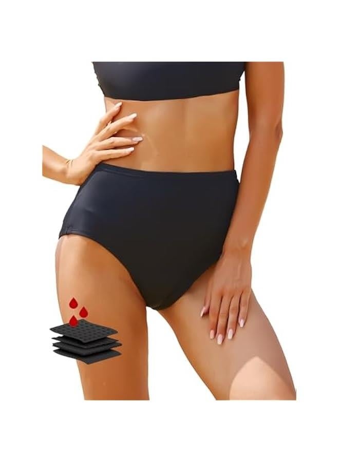 Period Swimwear-Menstrual Swimsuit Bikini Bottoms-High Waisted Leakproof Swim Bottoms for Teens Girls and Women. - Image 1