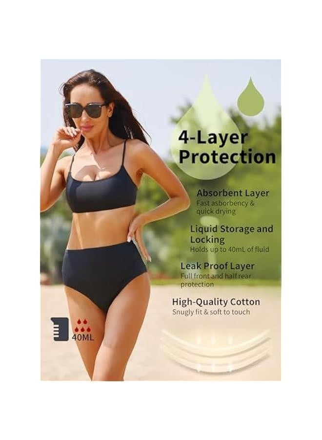 Period Swimwear-Menstrual Swimsuit Bikini Bottoms-High Waisted Leakproof Swim Bottoms for Teens Girls and Women. - Image 4