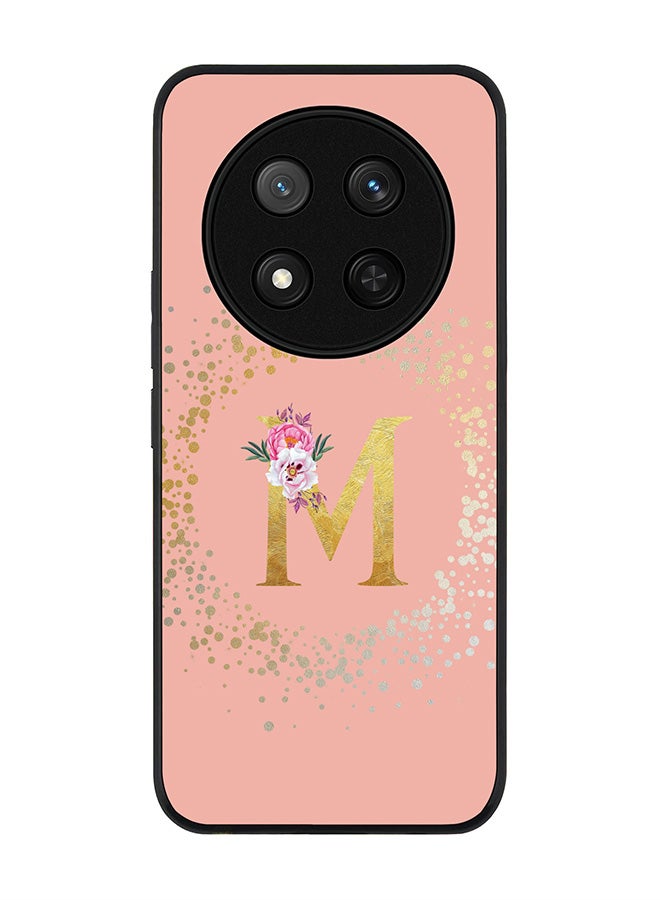 Stylizedd For Honor X9c / Honor Magic7 Lite 5G Case,Slim fit Camera Protection, Shockproof Thin Phone cover  - Custom Monogram Floral - M  (Rose Pink )  - Image 1