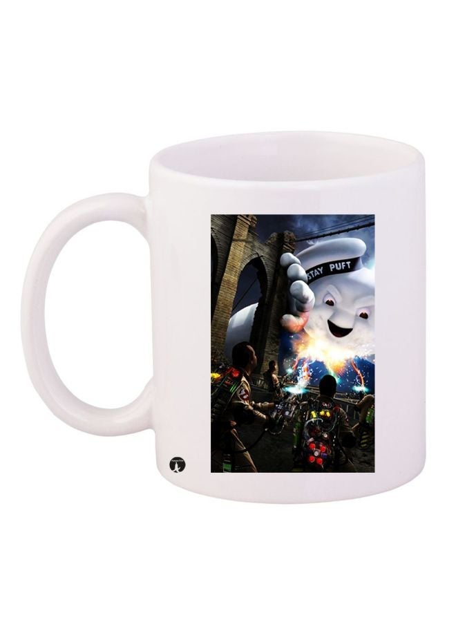 RYN Cartoon Printed Coffee Mug White/Black/Blue 11ounce