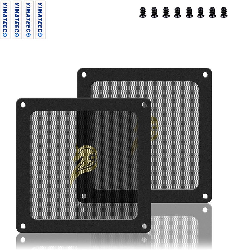 YIMATEECO Dust Filter, PC Fan Covers, 90 mm with Magnetic Frame for Computer Cooler Fan, Router, PC Fan, PC Cooler, Fan Grille, Dust Filter (PVC Gentleman, 90 x 90 mm, Pack of 2, Black) - Image 1