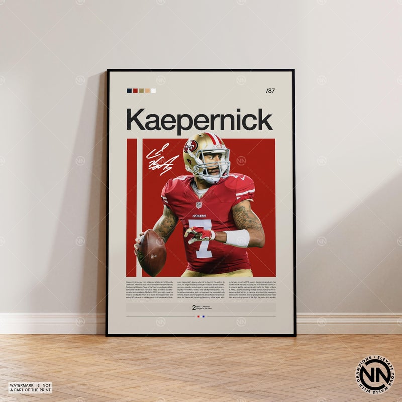TNESSENTIAL Colin Kaepernick Poster, San Francisco 49ers, NFL Poster, Sports Poster, NFL Fans, Football Poster, NFL Wall Art, Sports Bedroom Posters - Image 1